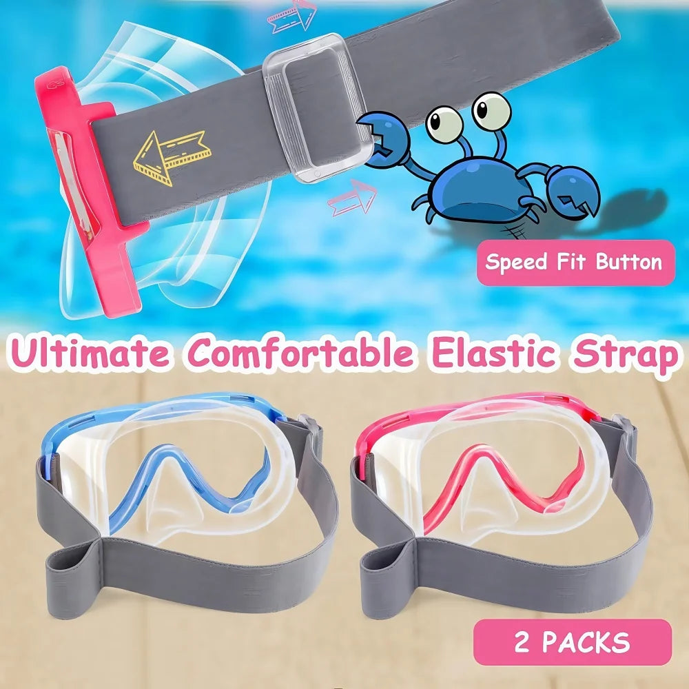 Kinder Schwimmbrille mit Nasenschutz | Elastischer Riemen | Anti-Beschlag & Bruchsichere Gläser | Tauchmaske für Kinder 3–14 Jahre Kaufschwan®