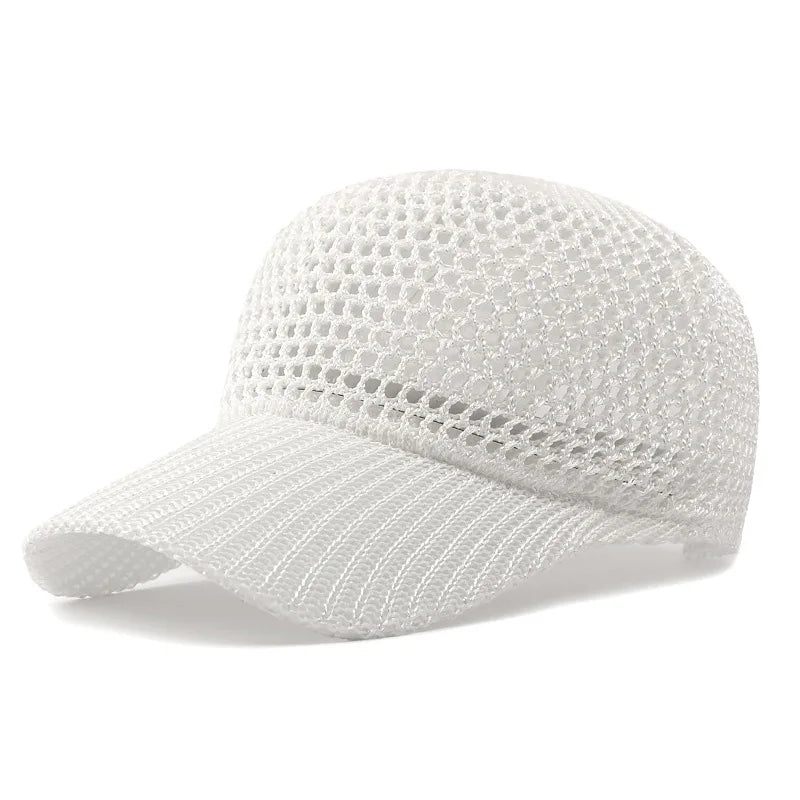 Sommer Einfarbige Atmungsaktive Baseballkappe | Sport Mesh Outdoor Sonnenhut | Leicht & Verstellbar Kaufschwan® WEISS Adjustable