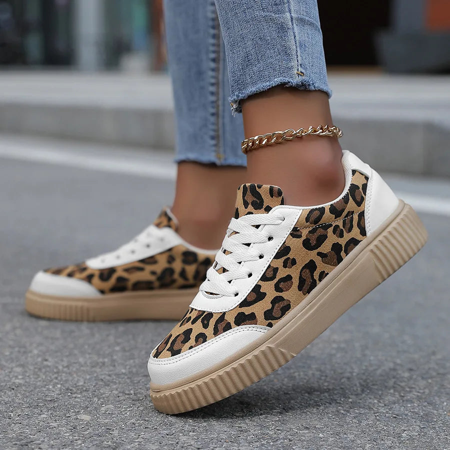 Frühling Damen Sneaker mit Leopardenmuster – Retro Chunky Casual Schuhe | Bequemes Flach-Design & Vielseitige Mode Kaufschwan®