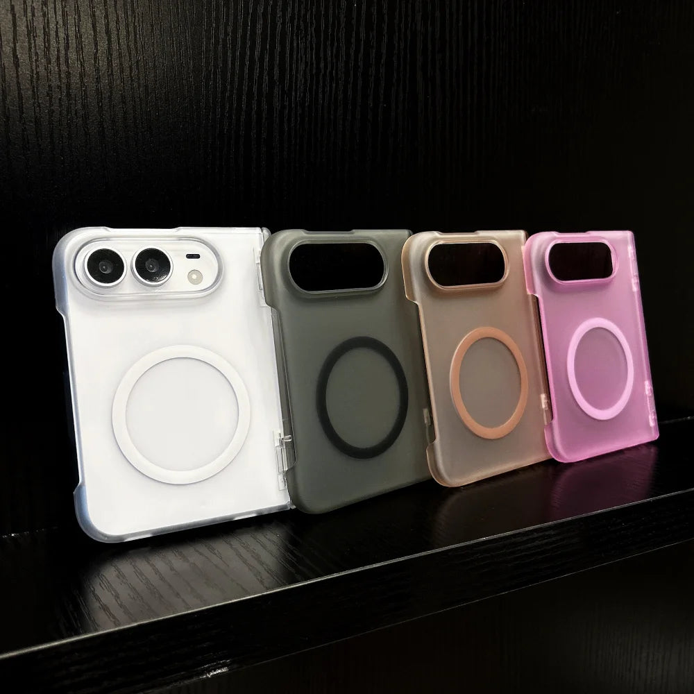 Matte Durchscheinende Magnetische Schutzhülle für iPhone Duo – Ultradünne MagSafe-Kompatible Hülle mit Kabellosem Laden und Scharnierschutz Kaufschwan®