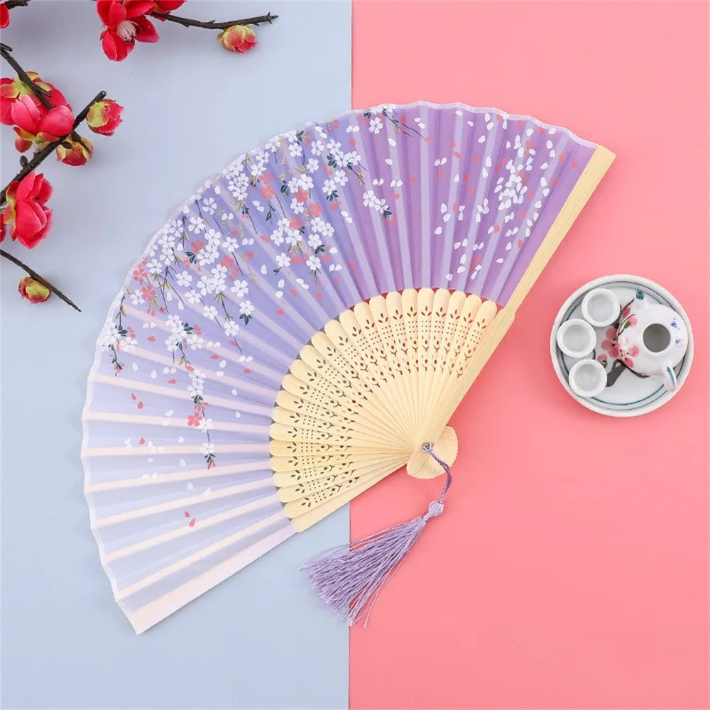 Vintage Seiden-Faltfächer | Chinesische & Japanische Bambusfächer | Tanzrequisiten | Heimdekoration & Geschenke Kaufschwan® Design 6
