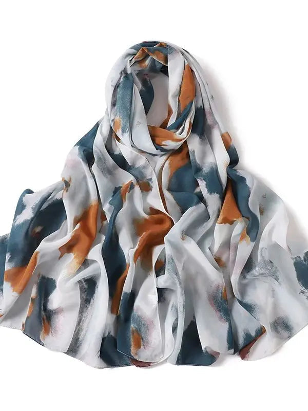 Sommer Boho Chiffon Hijab – Leopard & Aquarell Muster | Ultraleichter Atmungsaktiver Muslimischer Schal für Strand & Reisen Kaufschwan® Bunt