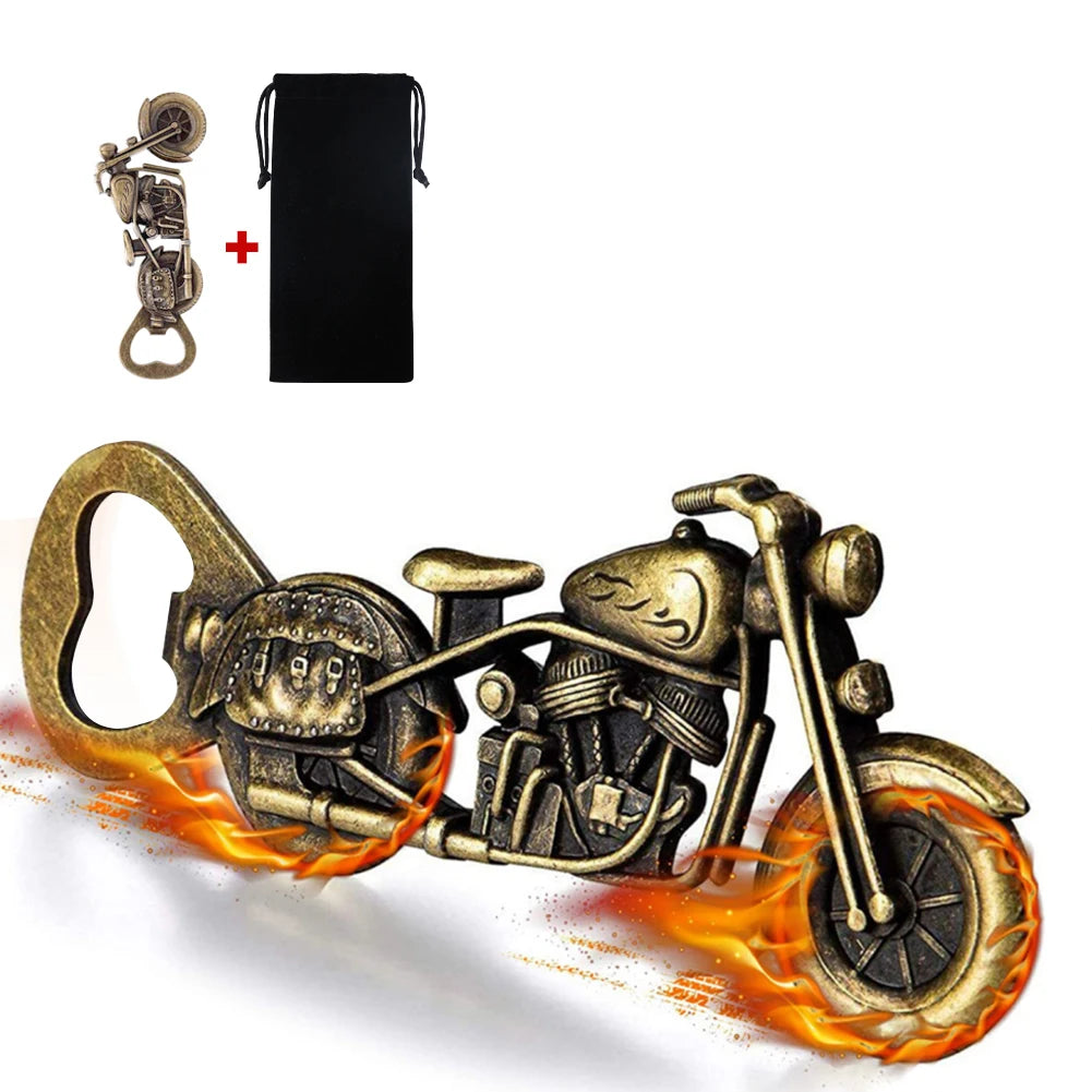 Motorrad Flaschenöffner – Bronze Metall Bar Werkzeug Geschenk für Männer Kaufschwan® Bronze mit Tasche