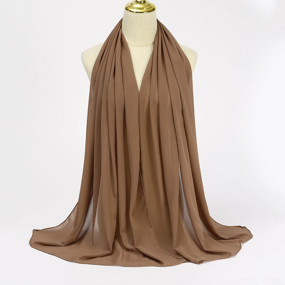 Muslimischer Chiffon Hijab Schal – Damen Langer Einfarbiger Kopf Schal | Eleganter Jersey Schleier & Modisches Umschlagtuch