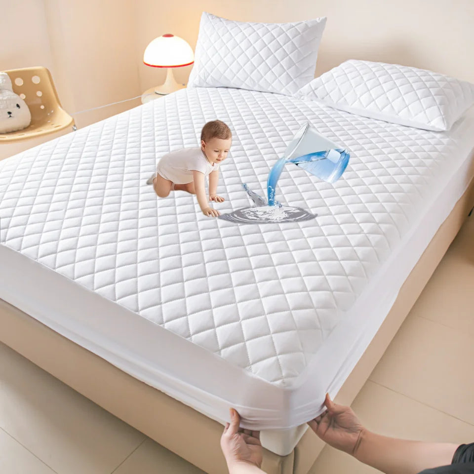 Wasserdichter Matratzenschoner – Anti-Milben, Weich & Atmungsaktiv im Spannbettlaken-Stil | Komfortabler Matratzenbezug (Ohne Kissenbezug) Kaufschwan® Weiß 90x200x30cm
