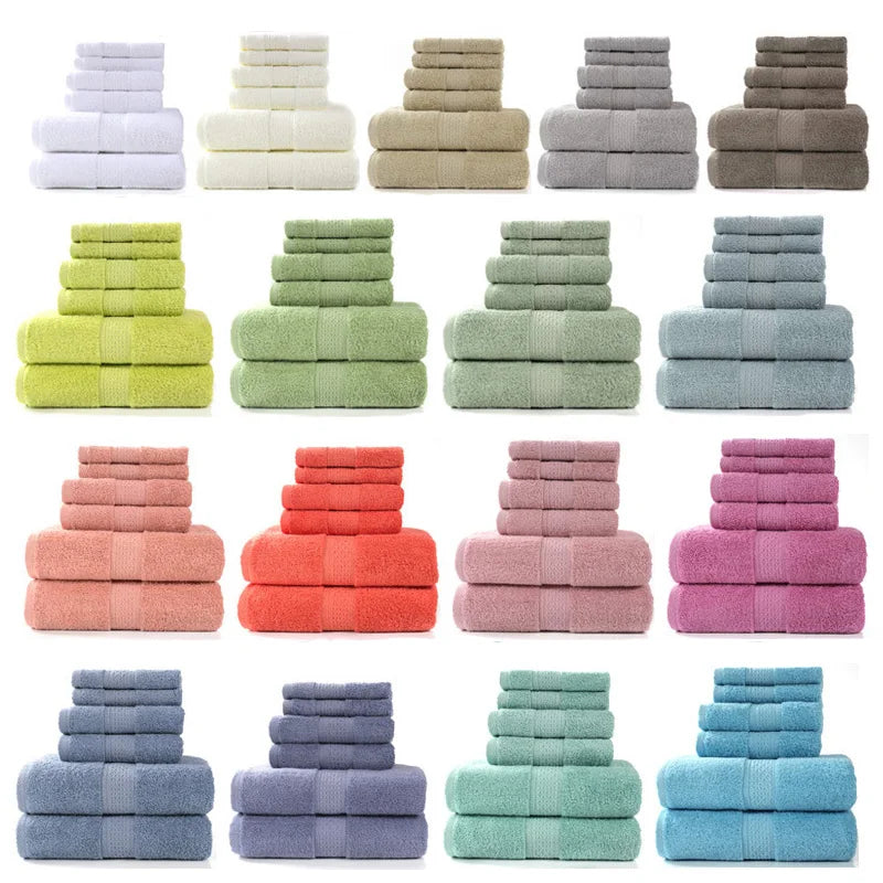 6-teiliges / 3-teiliges Baumwoll Handtuch Set – Luxuriös Bestickt mit Spitze | Bade-, Hand- & Gesichtstücher in 17 Farben, Schnell Trocknend Kaufschwan®