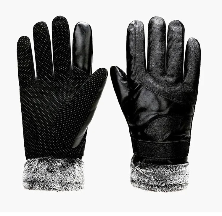 Leder Winterhandschuhe – Damen & Herren Fleece Gefüttert | Touchscreen Wasserdicht & Winddicht Motorrad- & Autofahrerhandschuhe Kaufschwan®