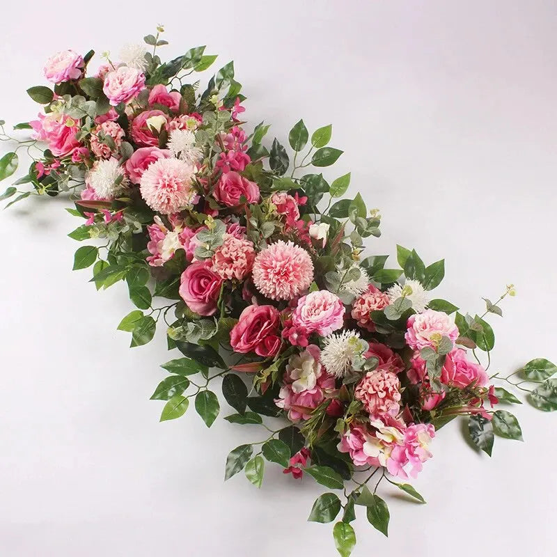 100cm Luxus Künstliche Weiße Rosen – Elegantes Kunstblumen-Arrangement für Hochzeitstische, Rückwände, Bögen & Bühnen Dekoration Kaufschwan® Rosa 100cm