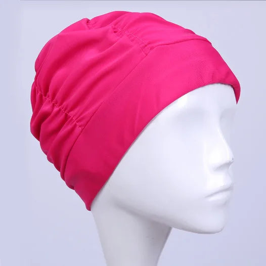 Damen Badehaube Turban Stil – Stoff Schwimmkappe | Schutz für Langes Haar & Ohren, Atmungsaktive Yoga- & Spa-Kappe in Mehreren Farben