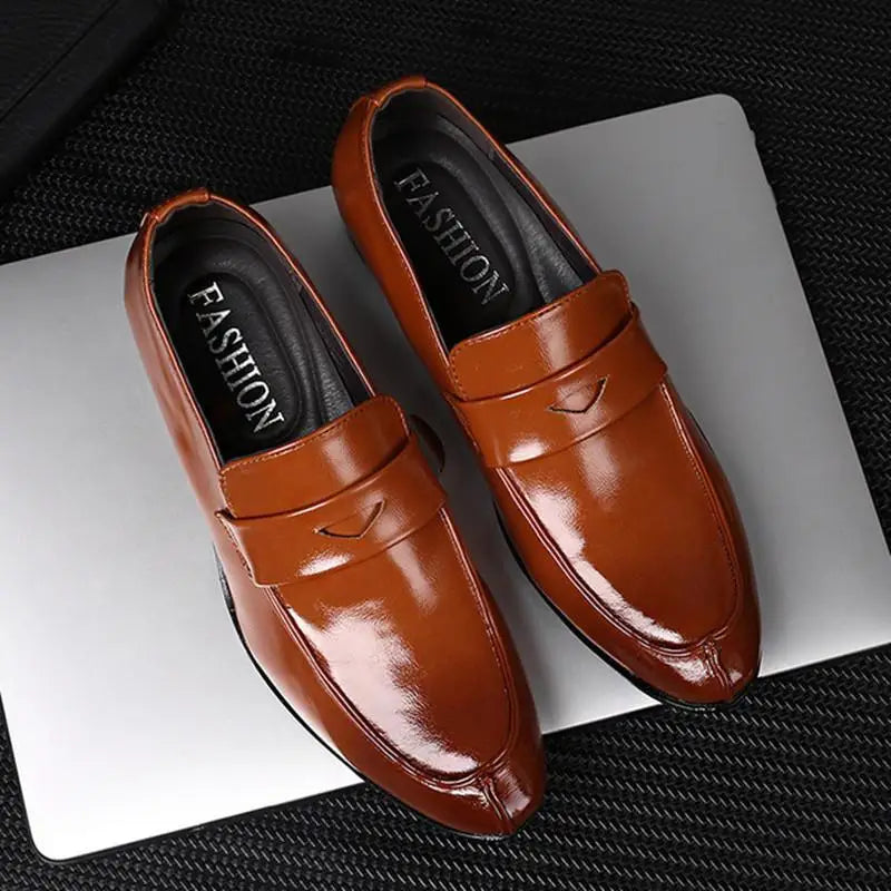 Herren Business-Loafer mit Spitze – Elegante Slip-On Lederschuhe | Formelle Freizeitschuhe für Frühjahr & Herbst im Sale Kaufschwan® Braun 44