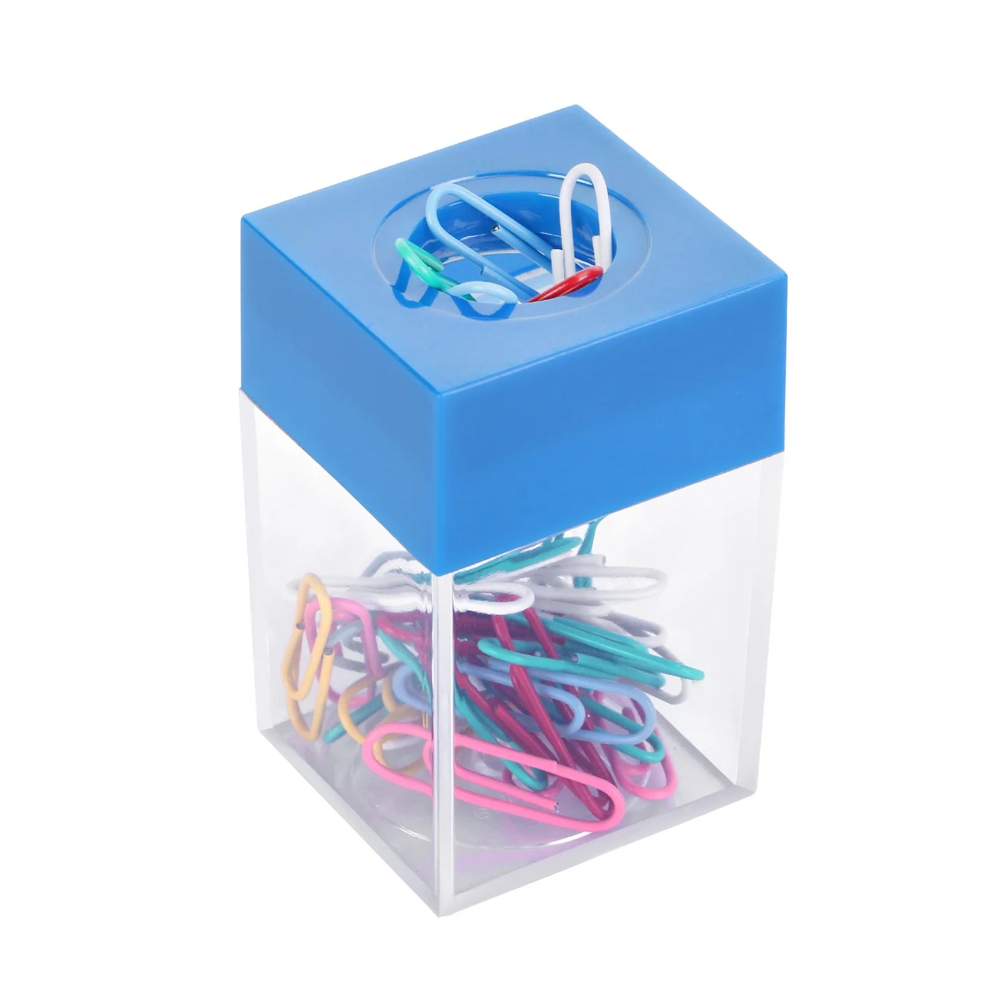 Magnetischer Büroklammernspender inkl. 30 Klammern – Schreibtisch Organizer für Zuhause, Schule & Büro | Metall-Pin Halter Box Kaufschwan® Blau