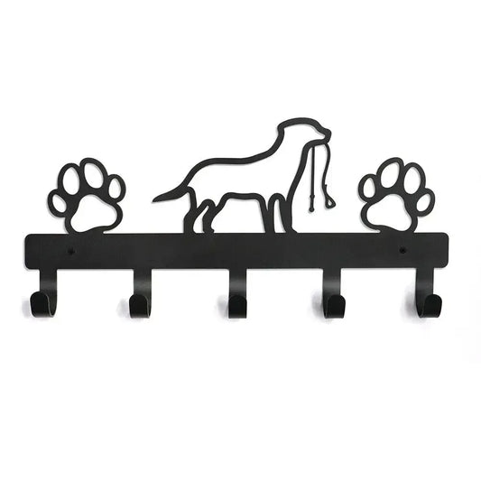 Metall Wandhaken mit Pfotenmotiv – Hundehalter mit 5 Haken | Wandorganizer aus Eisenkunst für Schlüssel, Leinen & Jacken