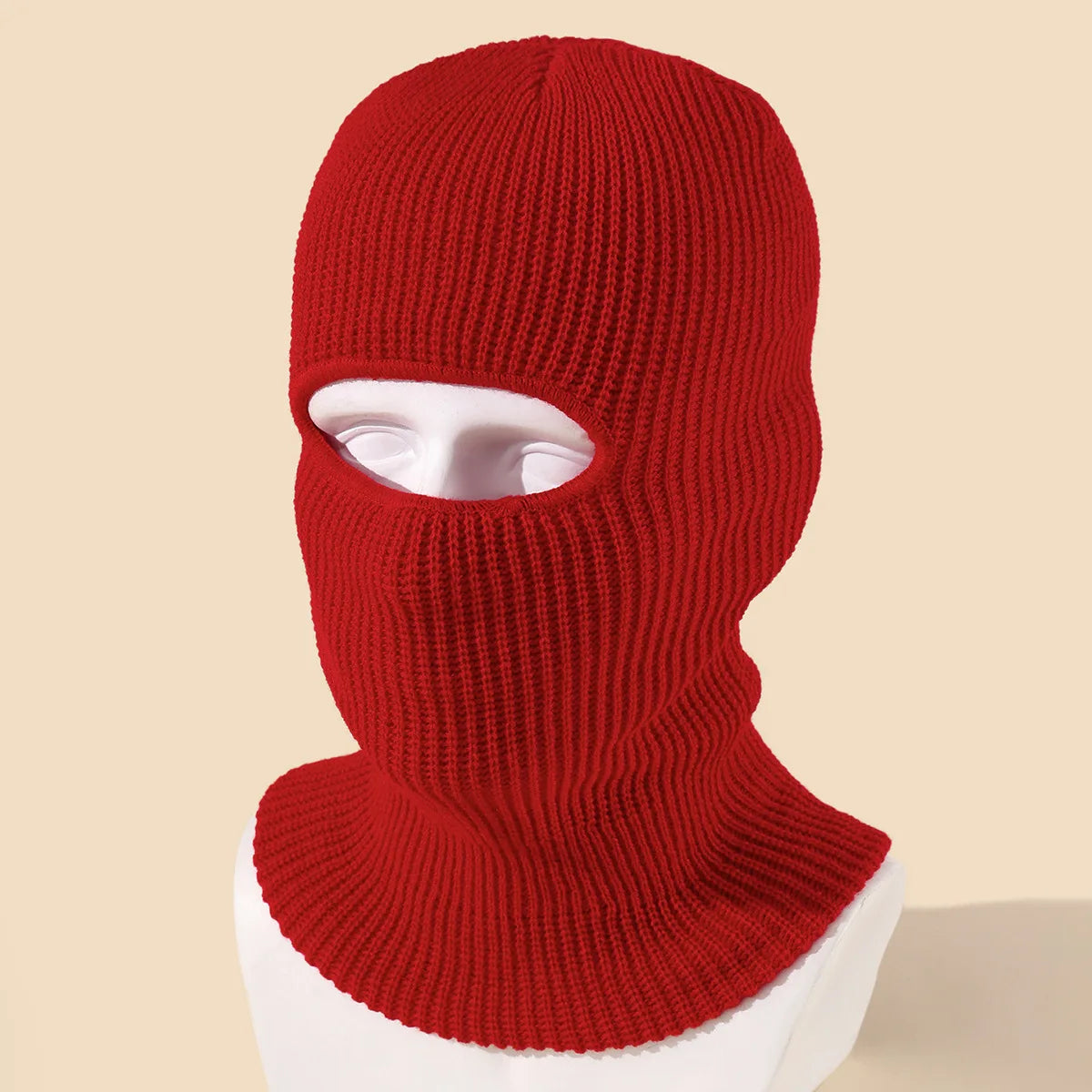 Unisex 1-Loch Skimaske Balaclava – Gestrickte Vollgesichts-Beanie Mütze | Winddichte Wintermütze für Damen & Herren beim Radfahren & Outdoor