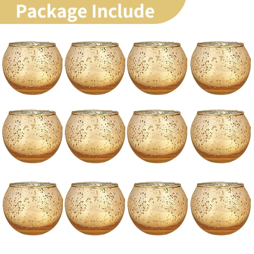 6 / 12 Stück Mercury Glas Teelichthalter – Bunte Kreative Kerzenhalter für Wohndeko, Hochzeit & Party Tischdekoration