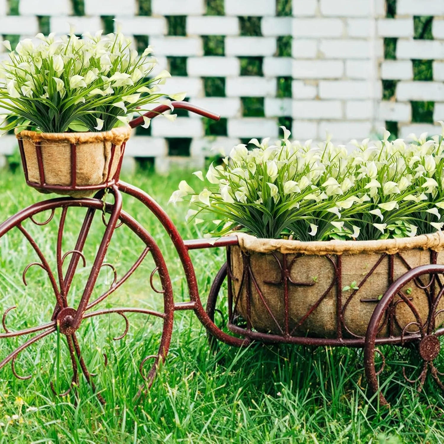 Künstliche Hufeisenlilien für Außenbereiche – UV-beständige Kunststoffblumen für Herbst | Gartendeko, Balkon & Wohnraumgestaltung Kaufschwan®