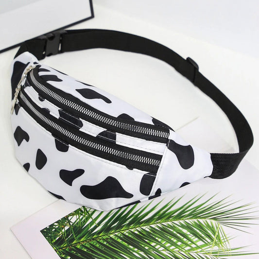 Kuhmuster Gürteltasche – Modische Damen Fanny Pack | Crossbody Messenger Bag, Sport Brusttasche & Reise Hüfttasche Kaufschwan® Kuh-Muster