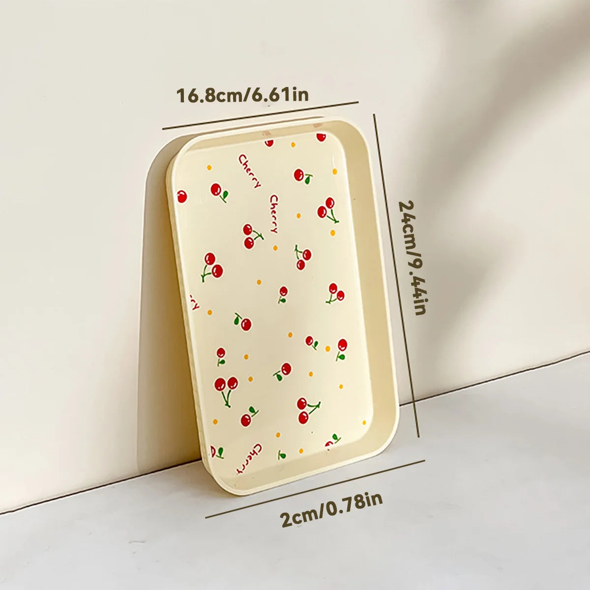 Multifunktionales Kunststoff-Serviertablett mit Kirschmuster – Obst- & Dessertteller, Küchen-Organizer, Parfum- & Schmuckablage