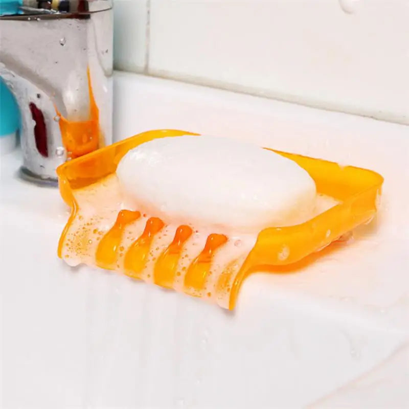 Zhang Ji Bunte Wasserfall-Seifenschale – Kunststoff-Seifenhalter mit Saugnapf für Bad & Küche Kaufschwan® Orange