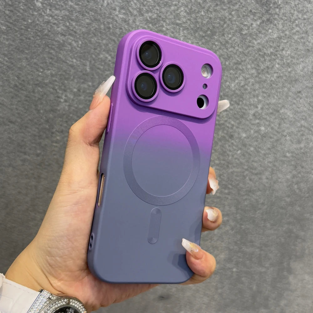 Hochwertige Farbverlauf-TPU-MagSafe-Hülle für iPhone 18 Pro & iPhone 18 Pro Max – Magnetische Hülle für Kabelloses Laden Kaufschwan® Violett-Grau iPhone 18 Pro