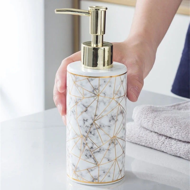 Marmor Keramik Seifenspender – 185mm Höhe, 300ml Wiederverwendbare & Nachfüllbare Lotion- & Duschgel-Flasche Kaufschwan®