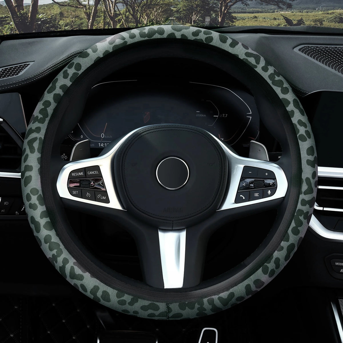 Lenkradbezug mit Leopardenmuster – Atmungsaktive Rutschhemmende Ringlose Lenkradabdeckung fürs Auto Kaufschwan®
