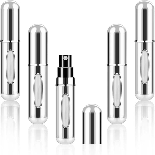 5Pcs 5ml Perfume Bottle Cosmetics Sub-Bottling Atomizer Portable Refillable Spray Empty Container Bottle Kaufschwan® 5pcs Silver