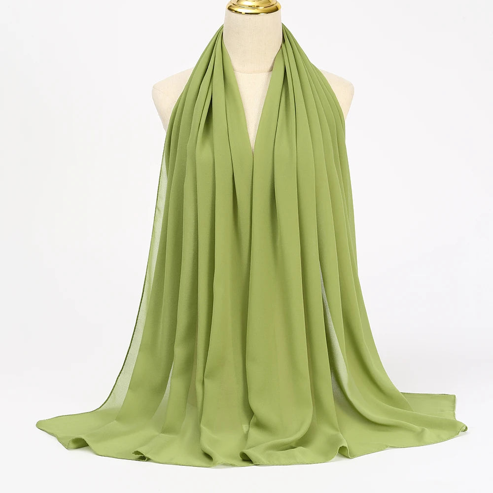 Muslimischer Chiffon Hijab Schal – Damen Langer Einfarbiger Kopf Schal | Eleganter Jersey Schleier & Modisches Umschlagtuch