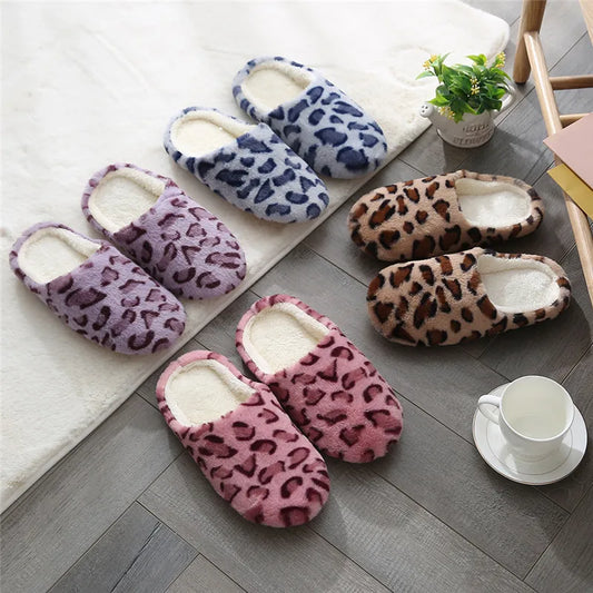 Leopardenmuster Winter-Hausschuhe | Indoor-Schuhe für Damen & Herren | Warme Fell-Slides | Rutschfeste Paare-Hausschuhe Kaufschwan®
