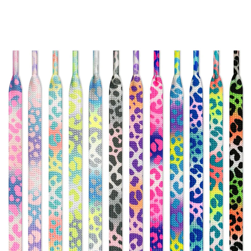 Flache Modische Schnürsenkel – Leopardenmuster & Tie-Dye Farbverlauf | Stilvolle Laces für AF1, AJ1 & Leinensneaker Damen & Herren Kaufschwan®