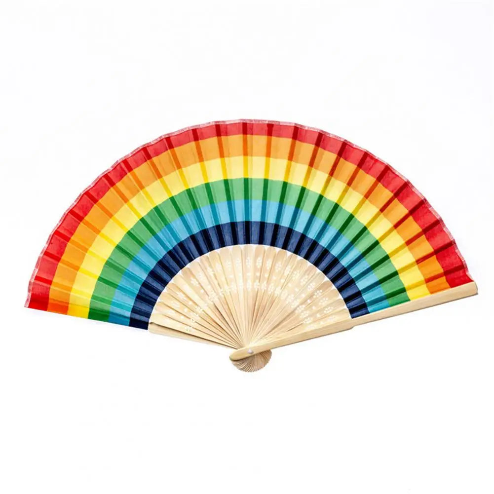Regenbogen Faltfächer | Bambusrahmen | Wasserdicht & Bunte Farben | Handfächer für Zuhause & Veranstaltungen Kaufschwan® Design 2