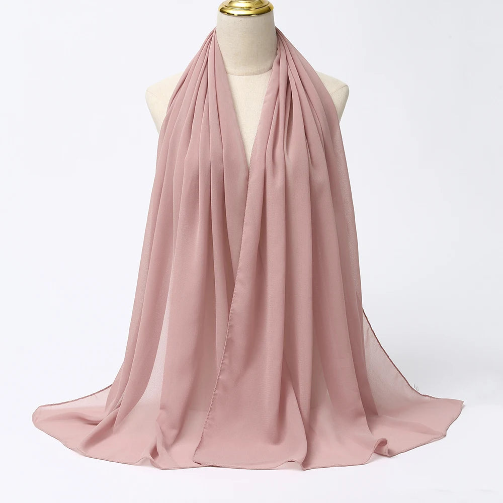 Muslimischer Chiffon Hijab Schal – Damen Langer Einfarbiger Kopf Schal | Eleganter Jersey Schleier & Modisches Umschlagtuch