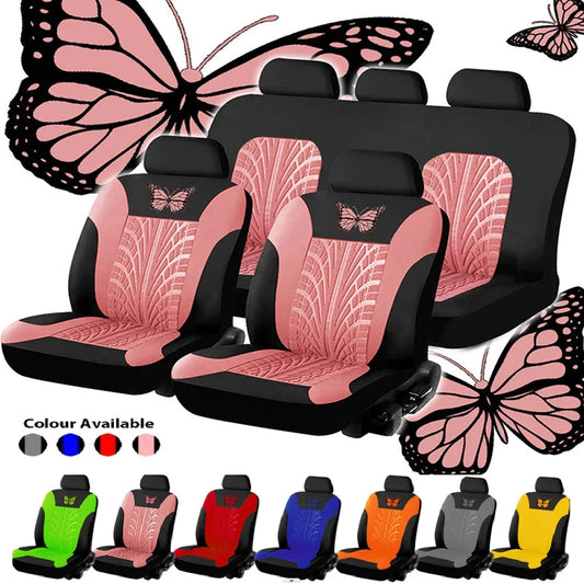 Universelles Autositzbezüge-Set – Vollständiges Set mit eleganter Schmetterlingsstickerei für Auto, SUV, Van & LKW Kaufschwan®