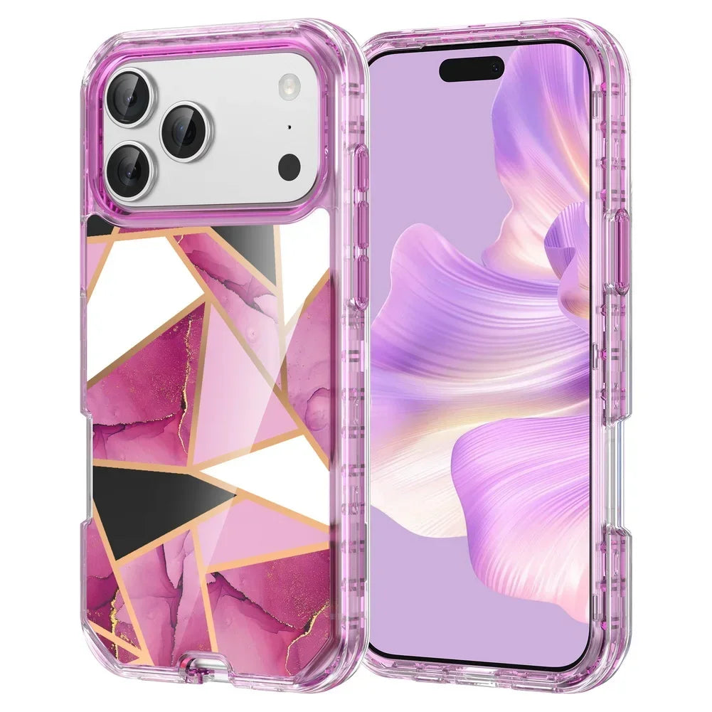 3-in-1 Mehrschichtige Stoßfeste Armor-Schutzhülle für iPhone 18 Pro & iPhone 18 Pro Max – Marmoroptik mit Veredelten Details Kaufschwan®