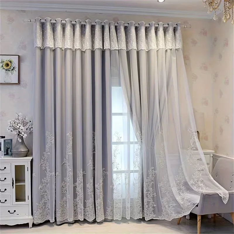Doppelter Vorhang mit Transparenter Schicht und Sichtschutz für Schlafzimmer Wohnzimmer Kaufschwan®