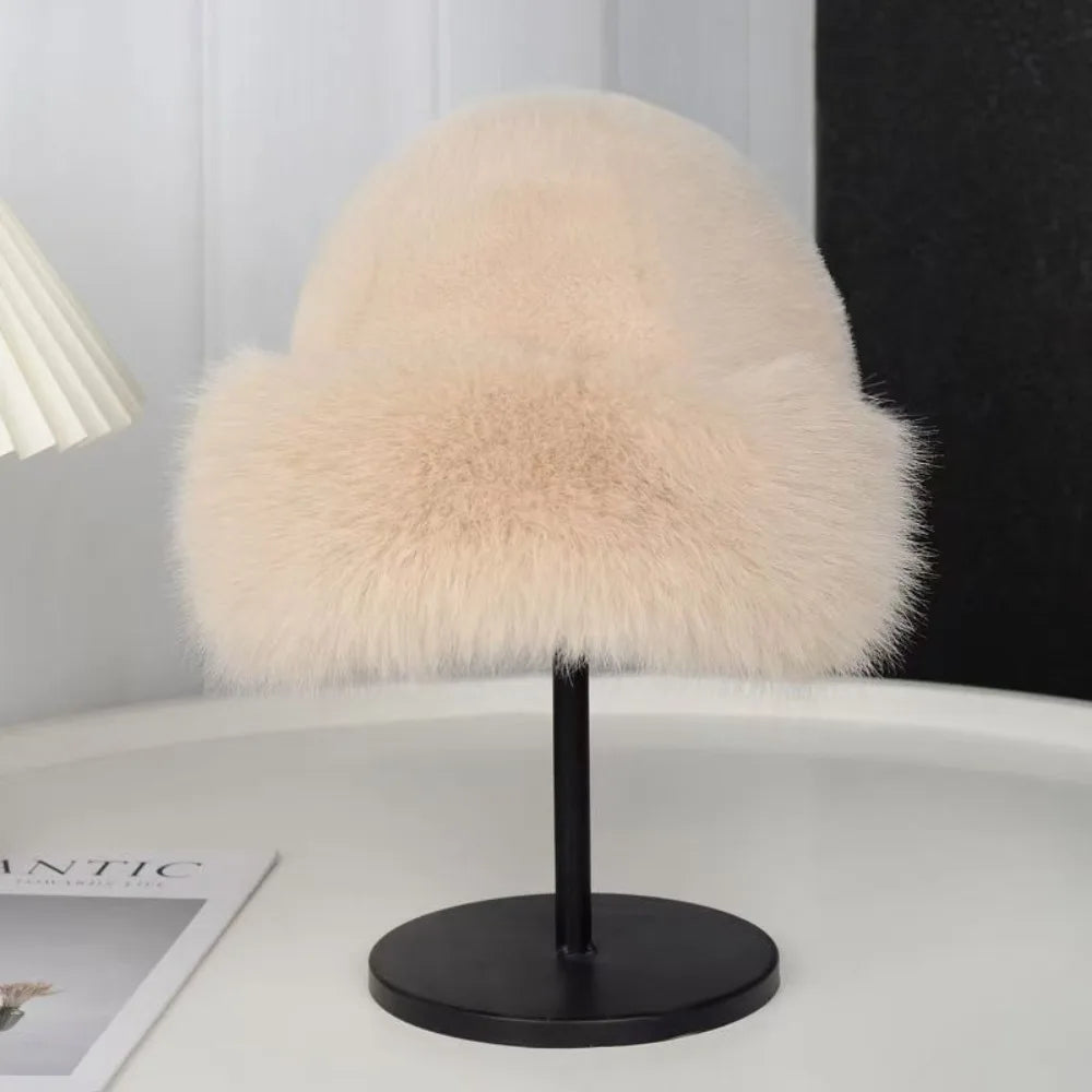 Damen Flauschige Mütze – Warme Wintermütze | Plüsch Mütze für Kalte Schneetage Kaufschwan® Beige