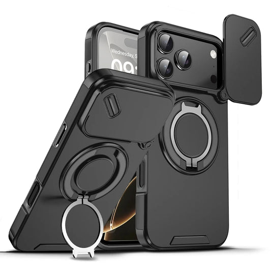 Armor 360 MagSafe-Magnethülle für iPhone 18 Pro & iPhone 18 Pro Max – Ringständer, Kameraschutz & Stoßfeste Schutzhülle Kaufschwan® Schwarz iPhone 18 Pro