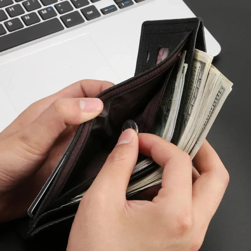 Retro Herren Geldbörse aus Leder – 3D Krokodil Muster | Kurze Querformat Brieftasche mit Geldklammer & Polyesterfutter Kaufschwan®