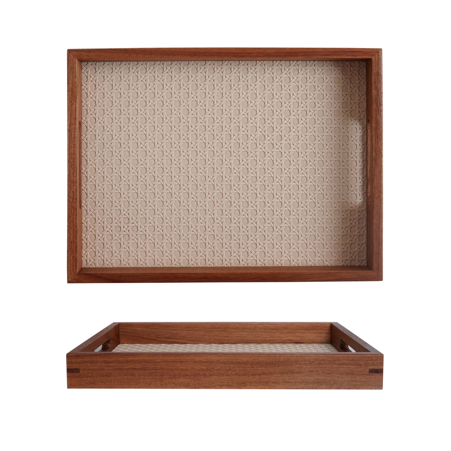 Leder-Tablett mit Bambusmuster & Akazienholz – Dekoratives Schmuck- & Aromatherapie-Tablett für Zuhause & Geschenkideen