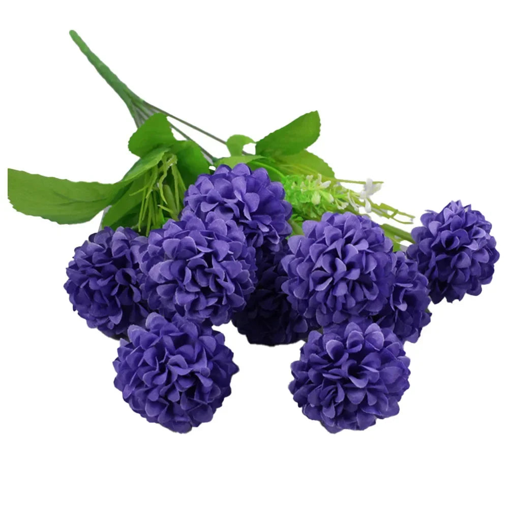 Mehrfarbige Künstliche Seidenhortensien – Kleiner Blumenstrauß für Hochzeit, Weihnachten, Party & DIY Wohnungsdekoration Kaufschwan® Tiefviolett