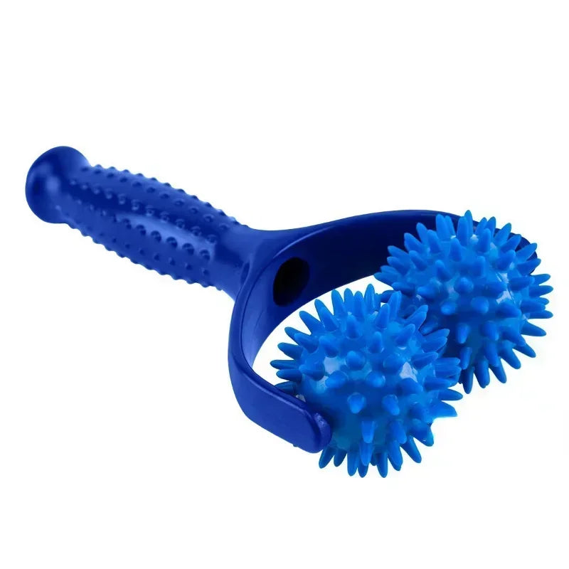 Stacheliger Massage-Rollenball | Triggerpunkt-Massager für Körper, Hände & Füße | Muskelentspannung & Akupressur-Stimulation Igelbälle Kaufschwan® Blau Doppelball