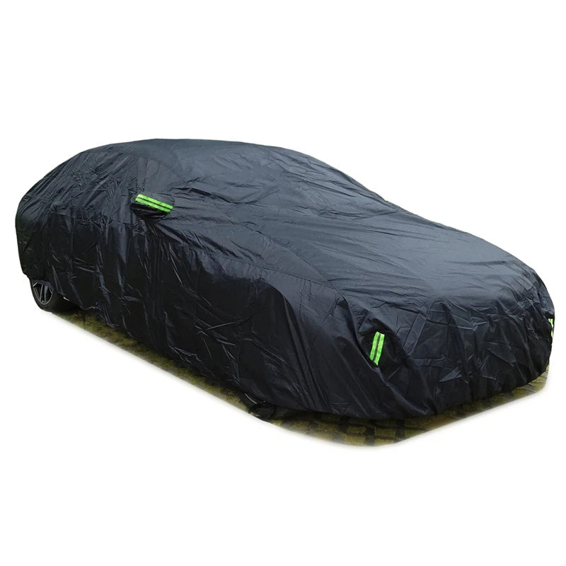 Car Cover Full Exterior Black Auto Cover Sunshade Dustproof Protection With Reflective strips Universal for Hatchback Sedan SUV Kaufschwan®
