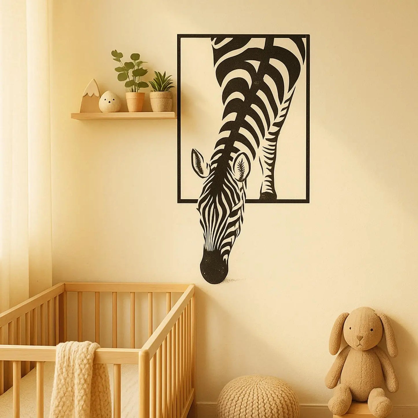 Minimalistisches Metall Zebra Wandbild – Landhaus Elegantes Dekoschild Kaufschwan®