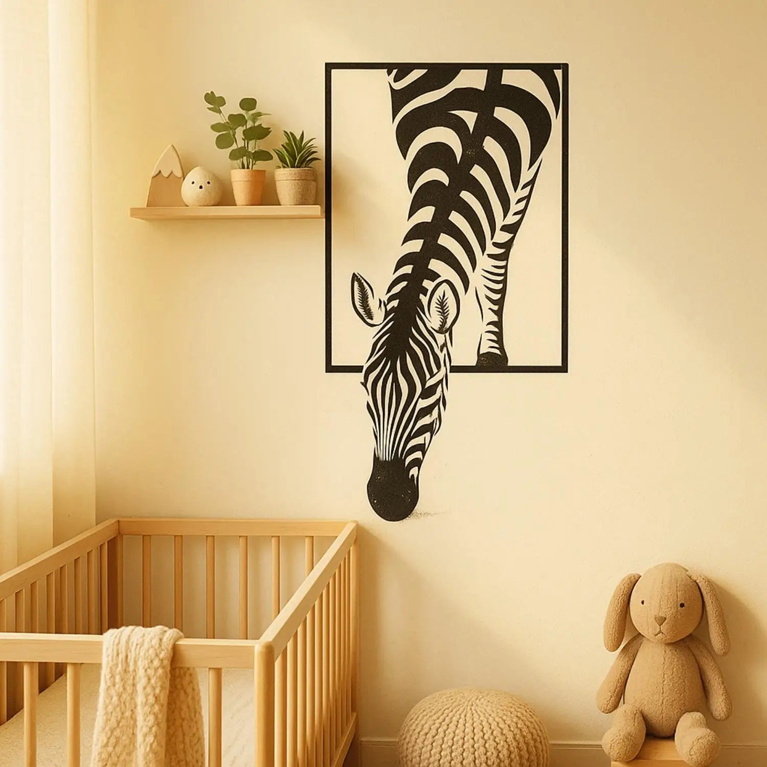Minimalistisches Metall Zebra Wandbild – Landhaus Elegantes Dekoschild Kaufschwan®