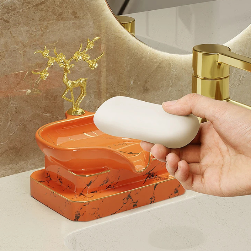 Luxuriöse Keramik-Seifenschale – Ablaufablage, perforationsfrei, hochwertiges Badezimmer-Accessoire Kaufschwan®
