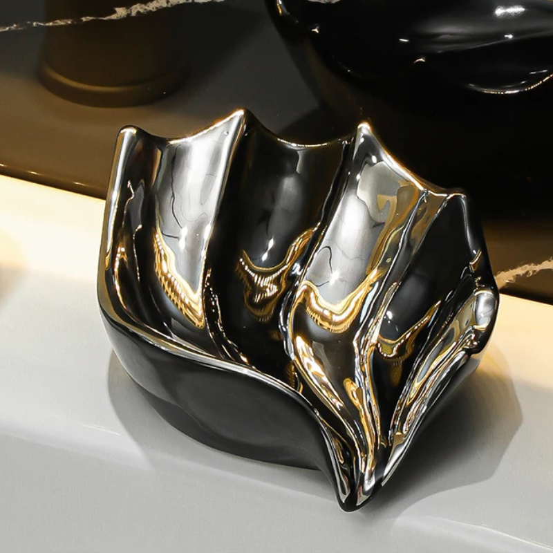 Keramik Seifenschale – Seifenhalter ohne Wasseransammlung für Badezimmer Waschbecken & Handwaschbecken Kaufschwan® Silber/Schwarz