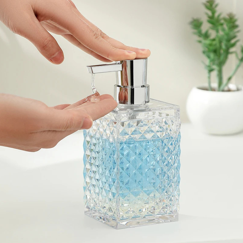 Transparenter Acryl-Handseifenspender (10oz) mit silberner ABS Rostschutzpumpe – Für Bad und Küche Kaufschwan®