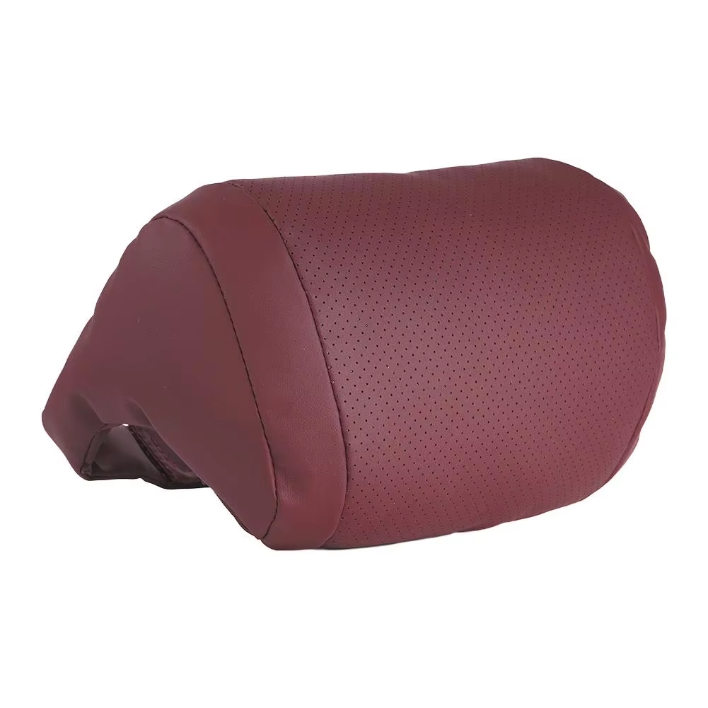 Universelles Auto-Nackenkissen für Kopfstütze – Ergonomische 3D-Form mit Weicher Flauschiger Nackenstütze Kaufschwan® Weinrot
